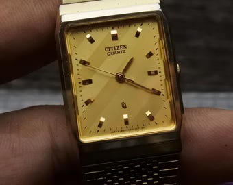Vintage Rare Men's Seiko Tank Style Silver Tone Quartz Watch