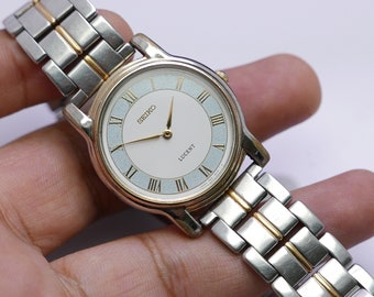 Vintage Seiko Lucent 5E21 6E00 Roman Numeric Dial Unisex Quartz Wrist Watch Japan Square Tank Shape 30mm