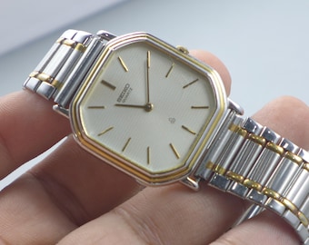 Vintage Seiko Dolce Gold Plated 8N41 6060 Textured Dial Men Quartz
