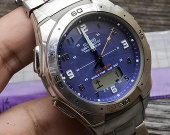 カシオ　CASIO Vintage Casio 5052 WVA470 LCD DIGITAL Men Wave Ceptor Watch Japan