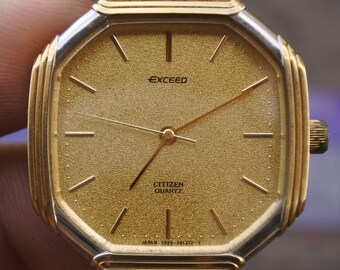 Vintage Citizen Exceed Gold Plated Textured Dial Unisex Quartz