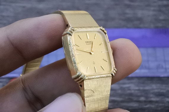 Vintage Seiko Gold Plated 1400 5480 Integrated Bracelet Lady