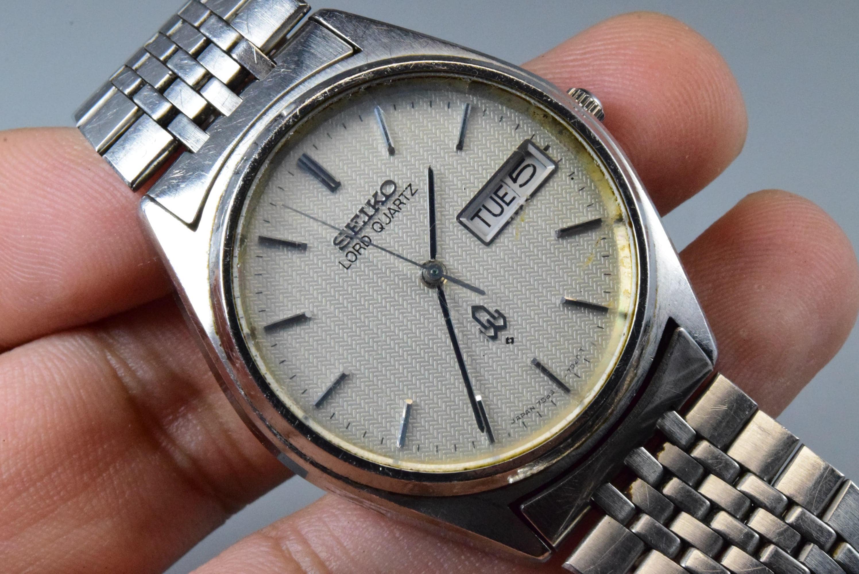 ◇美品 不動品 Seiko Lord Quartz メンズ 腕時計 ヴィンテージ Vintage Seiko Lord Quartz 7853 7020 Textured Dial Men Quartz Sport
