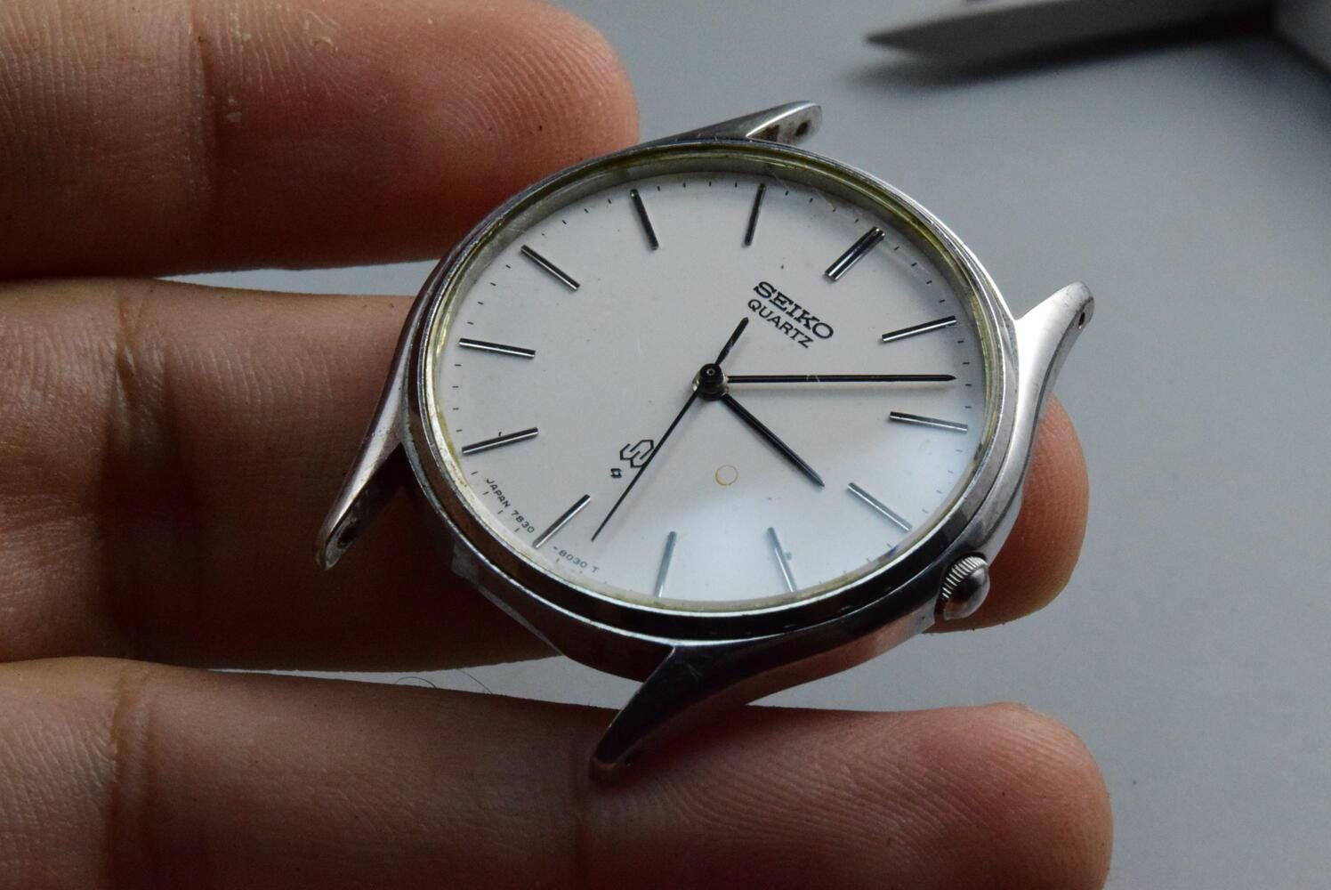 Vintage Seiko 7830 8030 White Dial Men Quartz Watch Japan JDM