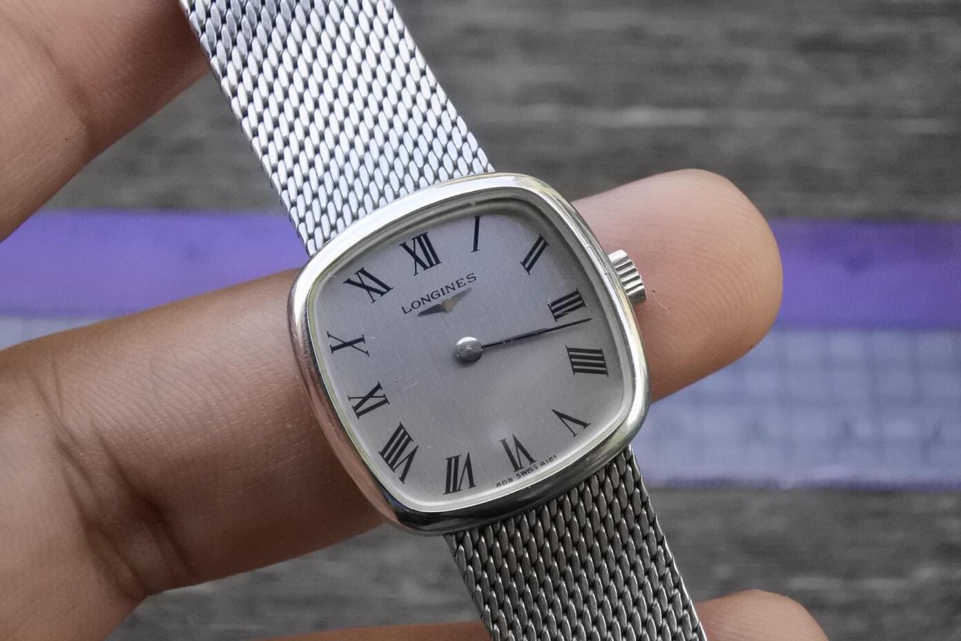 Vintage Longines Integrated Bracelet Lady Hand Winding Watch Japan