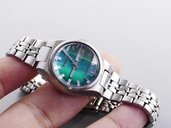 Vintage Seiko 2706 027B Green Dial Lady Automatic Watch Japan JDM