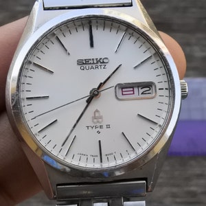 Vintage Seiko Type II 7546 8000 White Dial Men Quartz Watch Japan