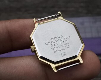 Vintage Seiko Gold Plate 1221 5300 White Dial Lady Quartz Watch