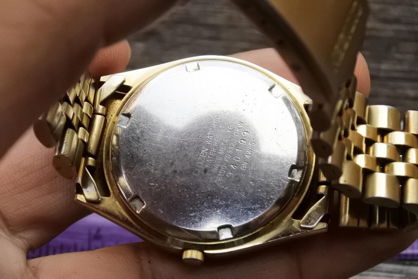 Vintage Citizen 6100 Yellow Dial Men Quartz Watch Japan JDM