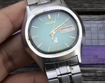 Vintage Seiko Elnix 0703 5000 Green Dial Men Quartz Watch Japan