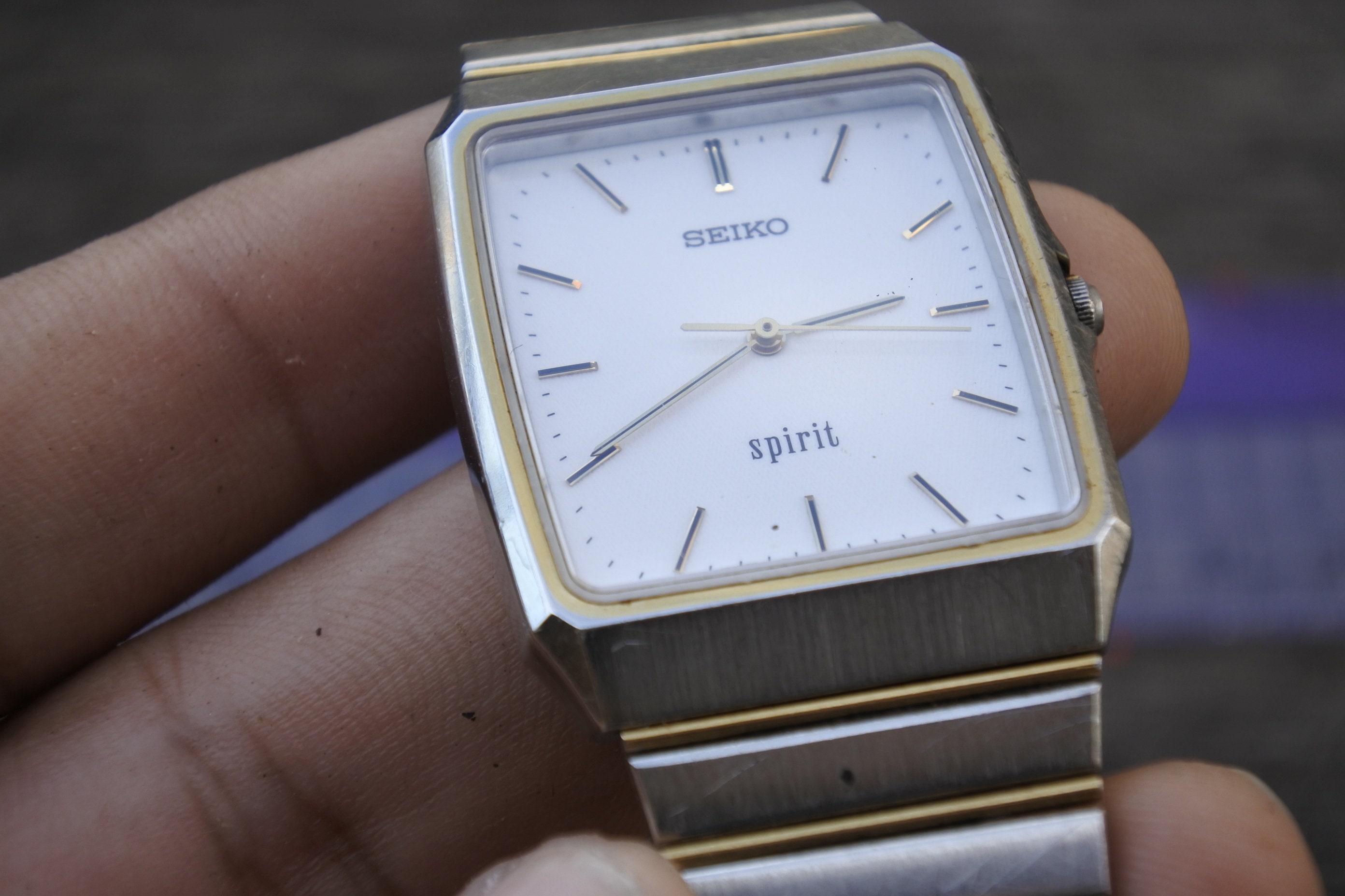Vintage Seiko Spirit 5E31 5A70 Men Quartz Wristwatch Japan Square