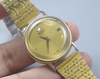 Vintage Seiko 2620 5430 Textured Dial Men Quartz Watch Japan JDM