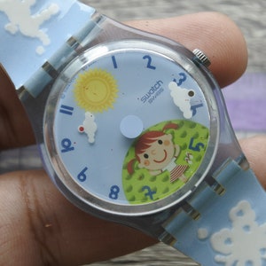 Vintage Swatch AG2005 Second Hand is Moving Cloud Sunny Day Dial Unisex Quartz Watch Swiss Made   35mm