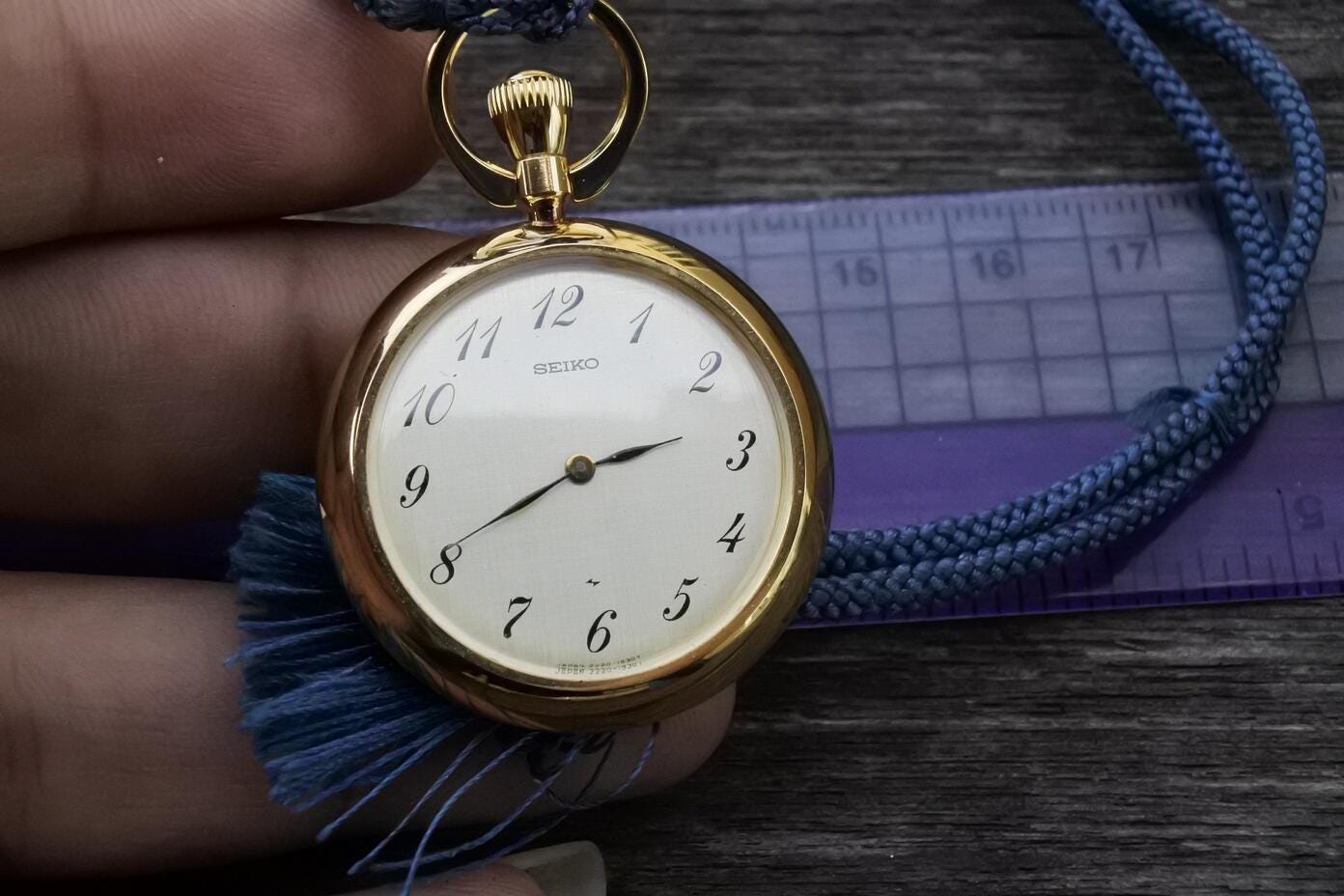 Vintage Seiko Gold Plate Pocket Watch 2220 0580 Texture Dial