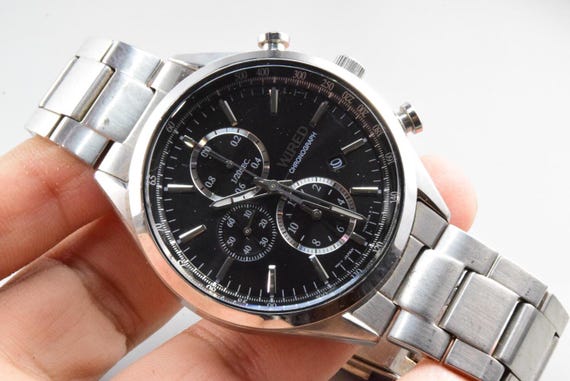 Vintage Seiko Wired Chronograph 7T92 0SM0 Black Dial Men Quartz