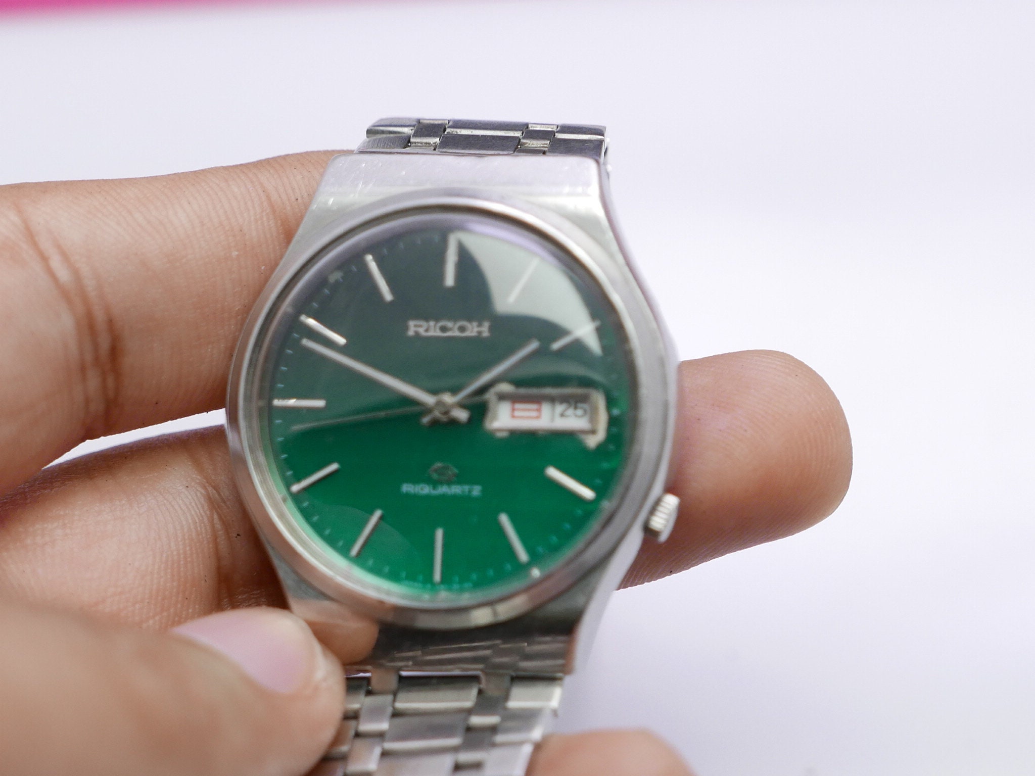 RICOH Riquartz クオーツ腕時計 グリーン Vintage Ricoh Riquartz Kanji Date Green Dial Men Quartz Wrist