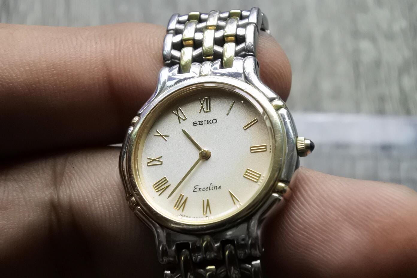 Vintage Seiko Exceline 7320 0410 Integrated Bracelet Lady Quartz