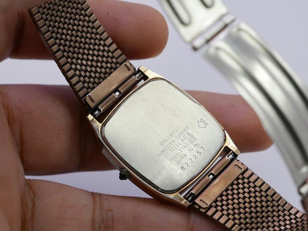 Vintage Seiko Dolce Tungsten Carbide Case 7731 5160 Textured