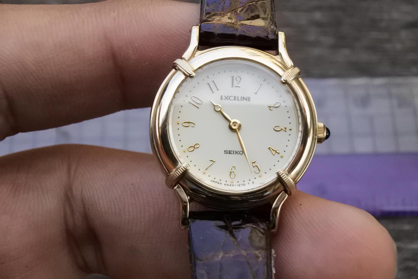 Vintage Seiko Exceline 4N20 0750 Roman Numeric Dial Lady Quartz