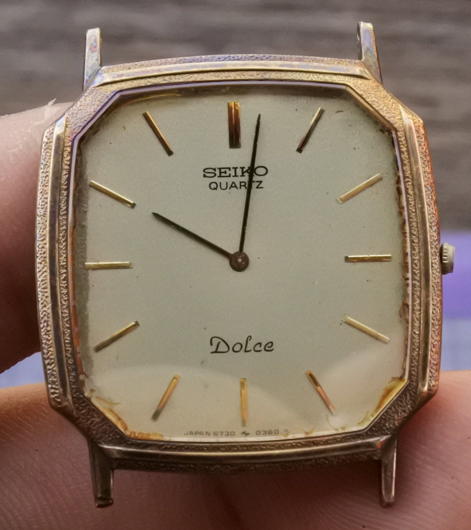 Vintage Seiko Dolce Gold Plated 30micron 6730 5190 Yellow Dial Men