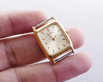 Vintage Seiko Gold Plated 7321 6260 Yellow Dial Lady Quartz Watch