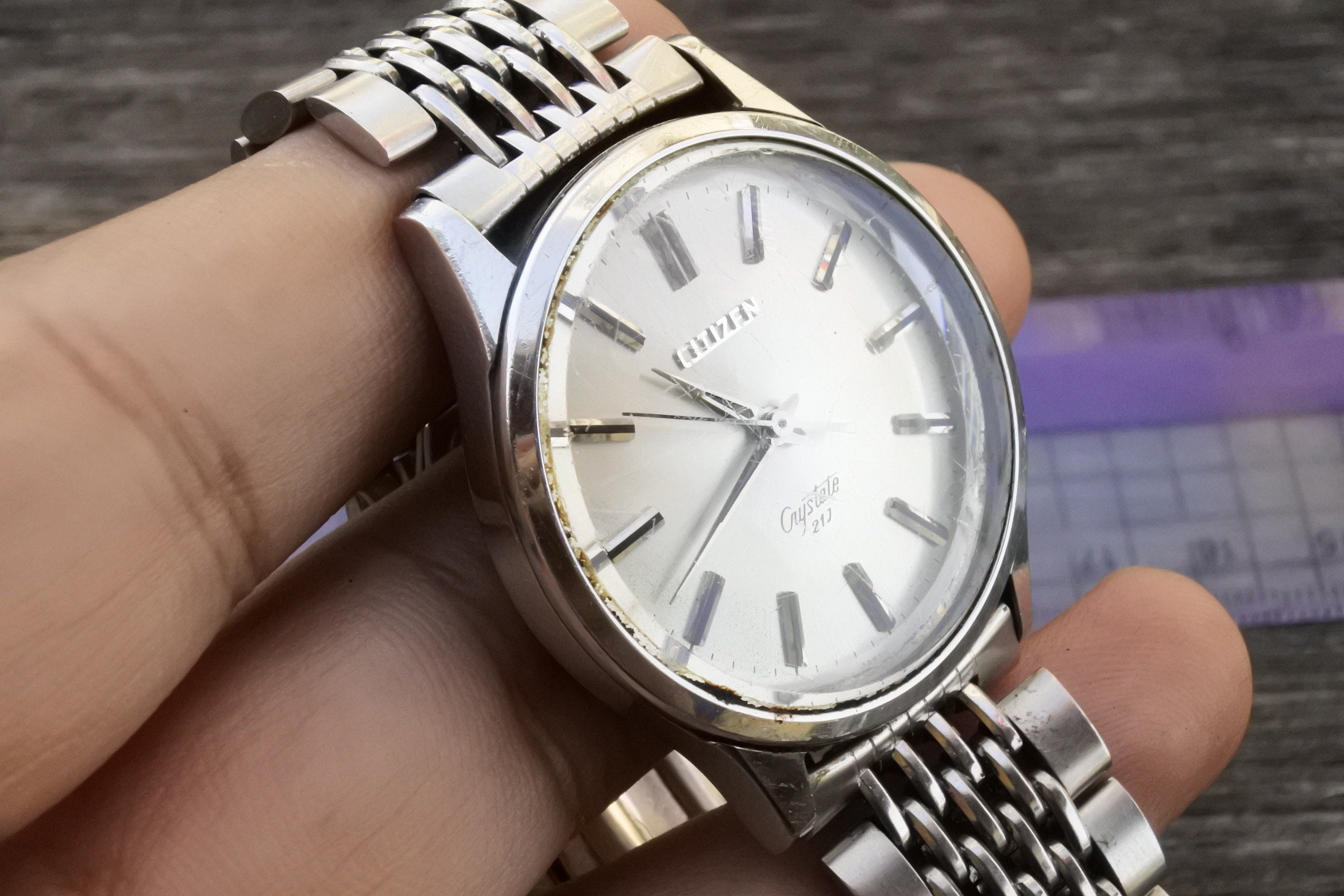 Vintage Citizen Crystate 21j White Dial Men Automatic Japan