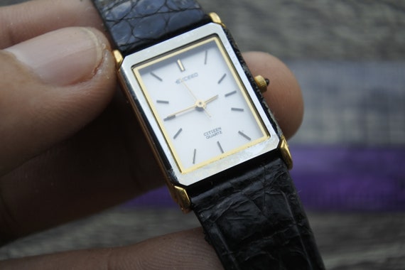 Vintage Citizen Exceed Gold Plated Lady Quartz Watch Japan Square 