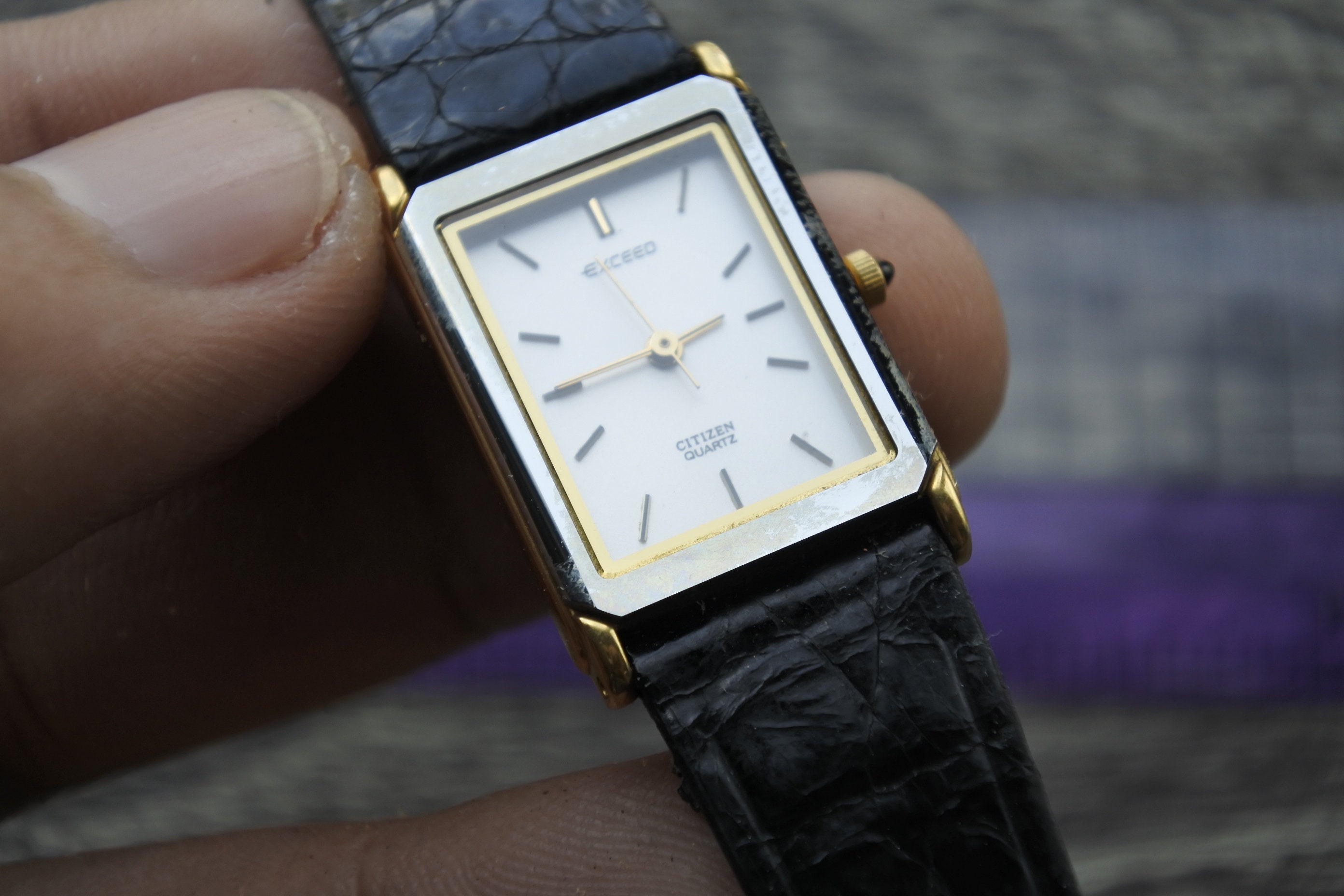 Vintage Citizen Exceed Gold Plated Lady Quartz Watch Japan Square 