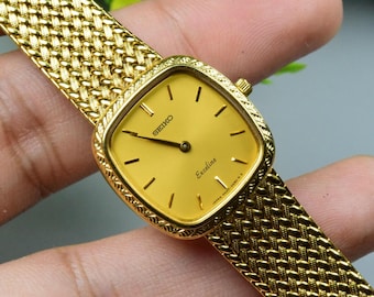 Vintage Seiko Exceline Gold Plated 8420 5540 Roman Numeric Dial