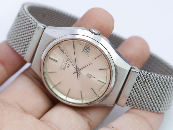 Vintage Seiko Qz 0922 8010 White Dial Men Quartz Watch Japan Round