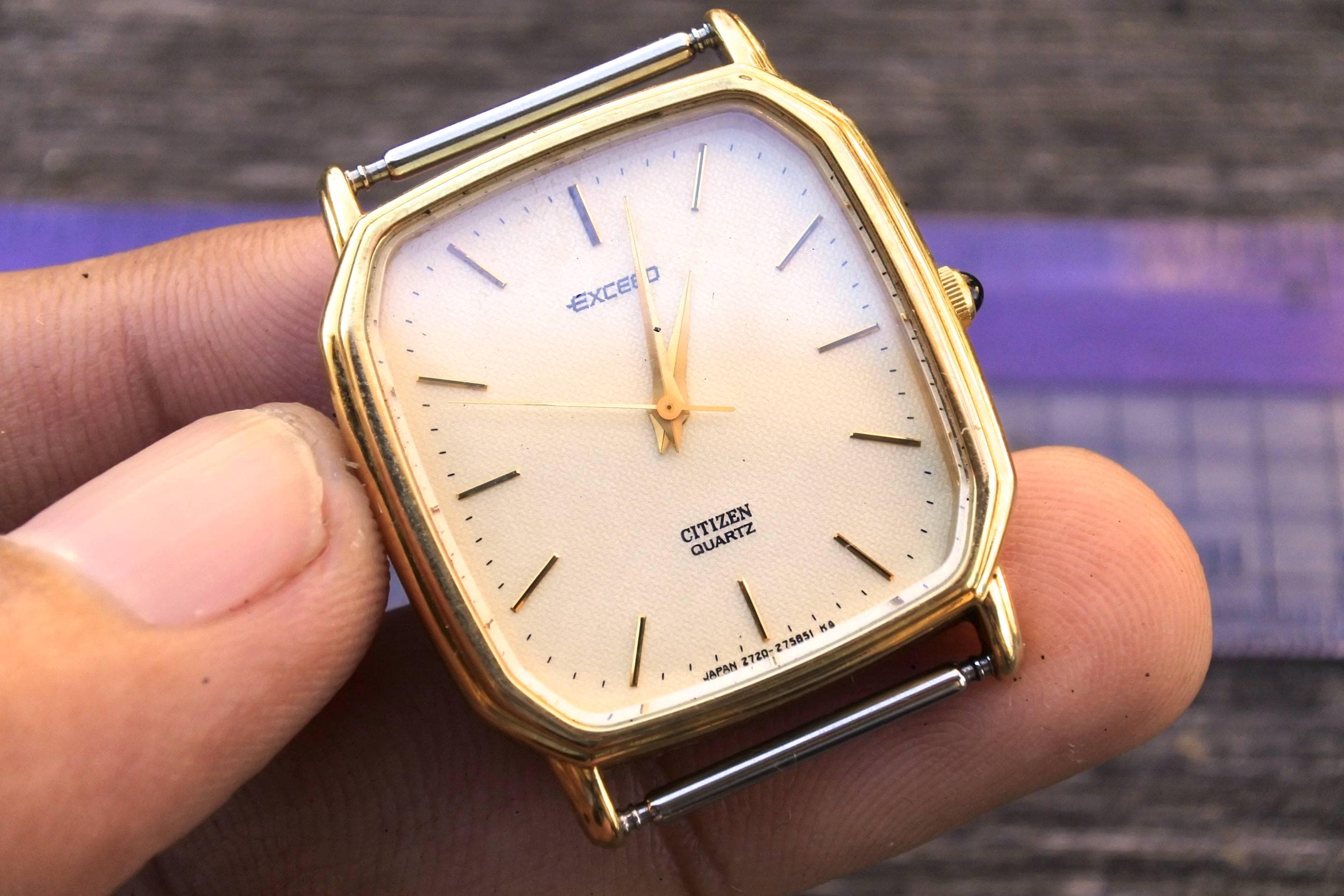 Vintage Citizen Gold Plate 2730 Yellow Dial Men Quartz Watch Japan