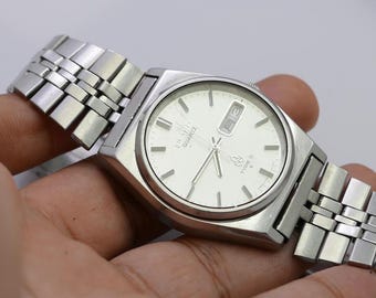 【稼働美品】SEIKO TYPE II 7546-7050／クォーツ／シルバー Vintage Seiko Type II 7546 7060 White Dial Men Quartz Watch