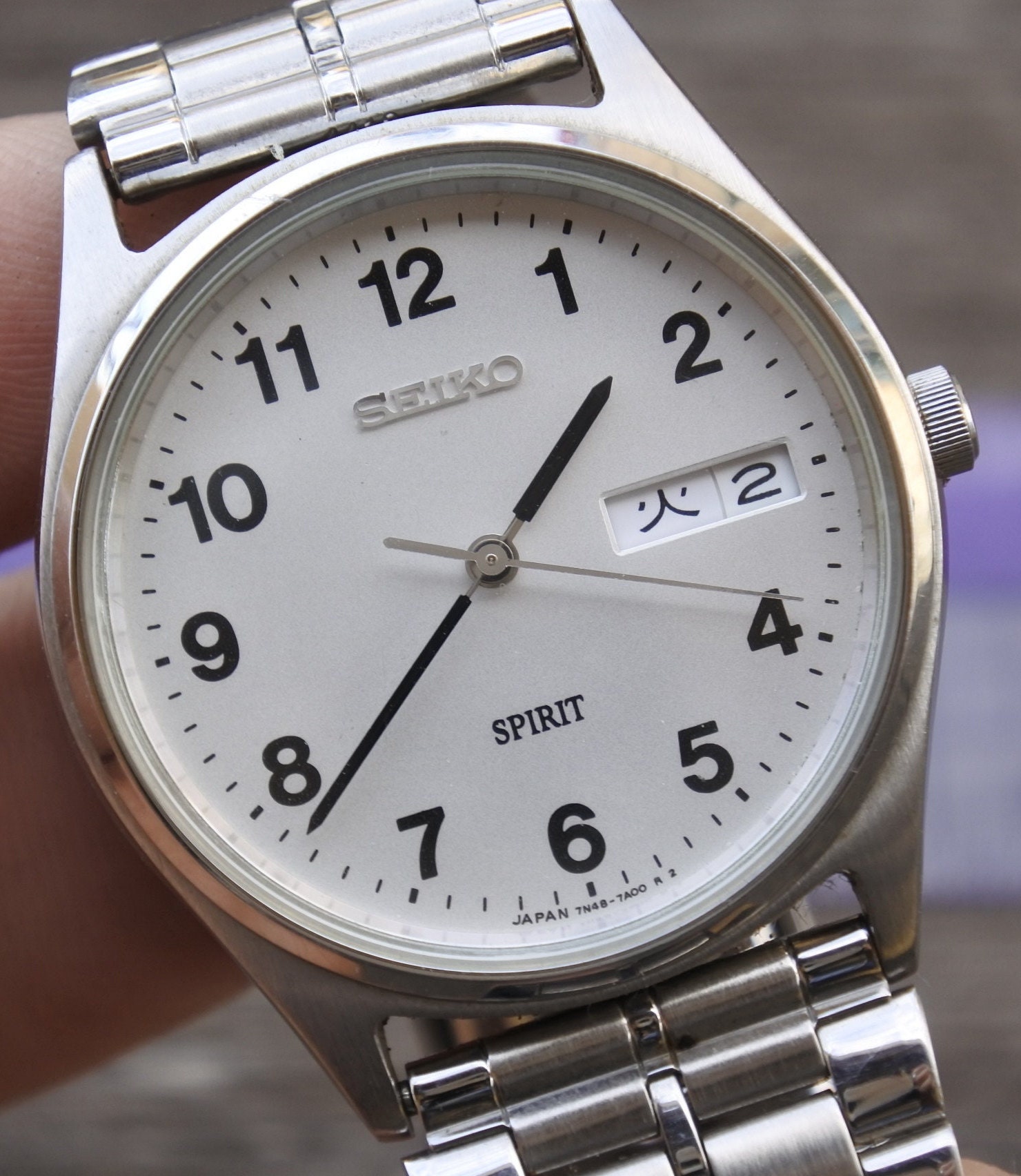 Vintage Seiko Spirit 7N48 7A00 White Dial Men Quartz Wristwatch
