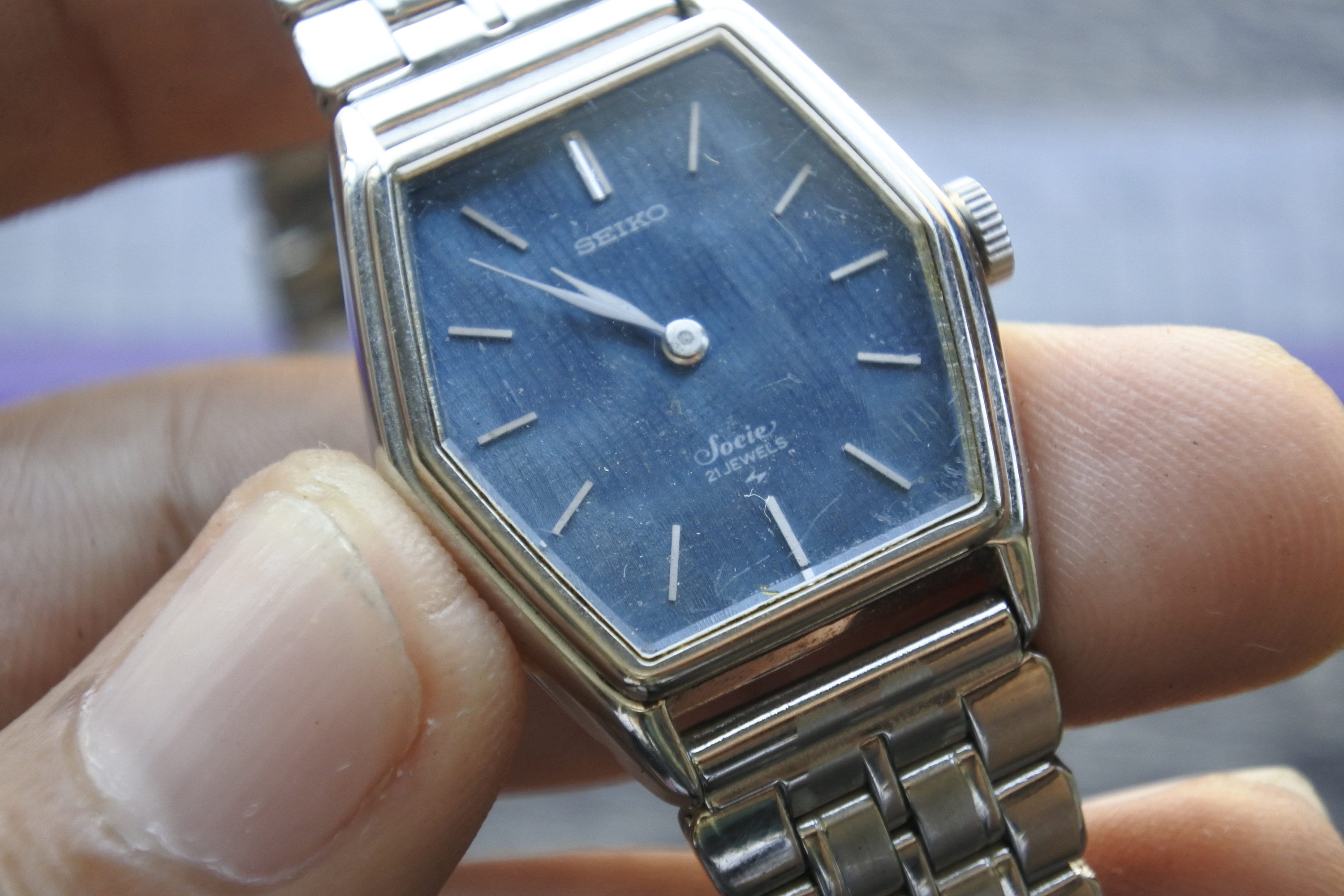 【稼働品】SEIKO ソシエ　ヘキサゴン 手巻き 腕時計 11-8090 稼働品】SEIKO ソシエ ヘキサゴン 手巻き 腕時計 11-8090 - メルカリ