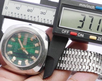 ヴィンテージ シチズン 6501 ファセットガラス グリーン ダイヤル