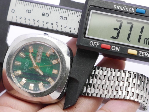 Vintage Citizen 6501 Faceted Glass Green Dial Men Automatic Japan