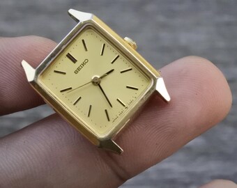 Vintage Seiko 4N21 5090 Yellow Dial Lady Quartz Watch Japan