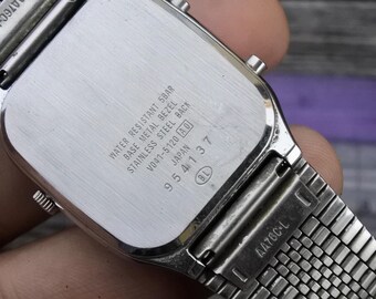 Vintage Seiko Alba V041 5120 White Dial LCD Digital Men Quartz