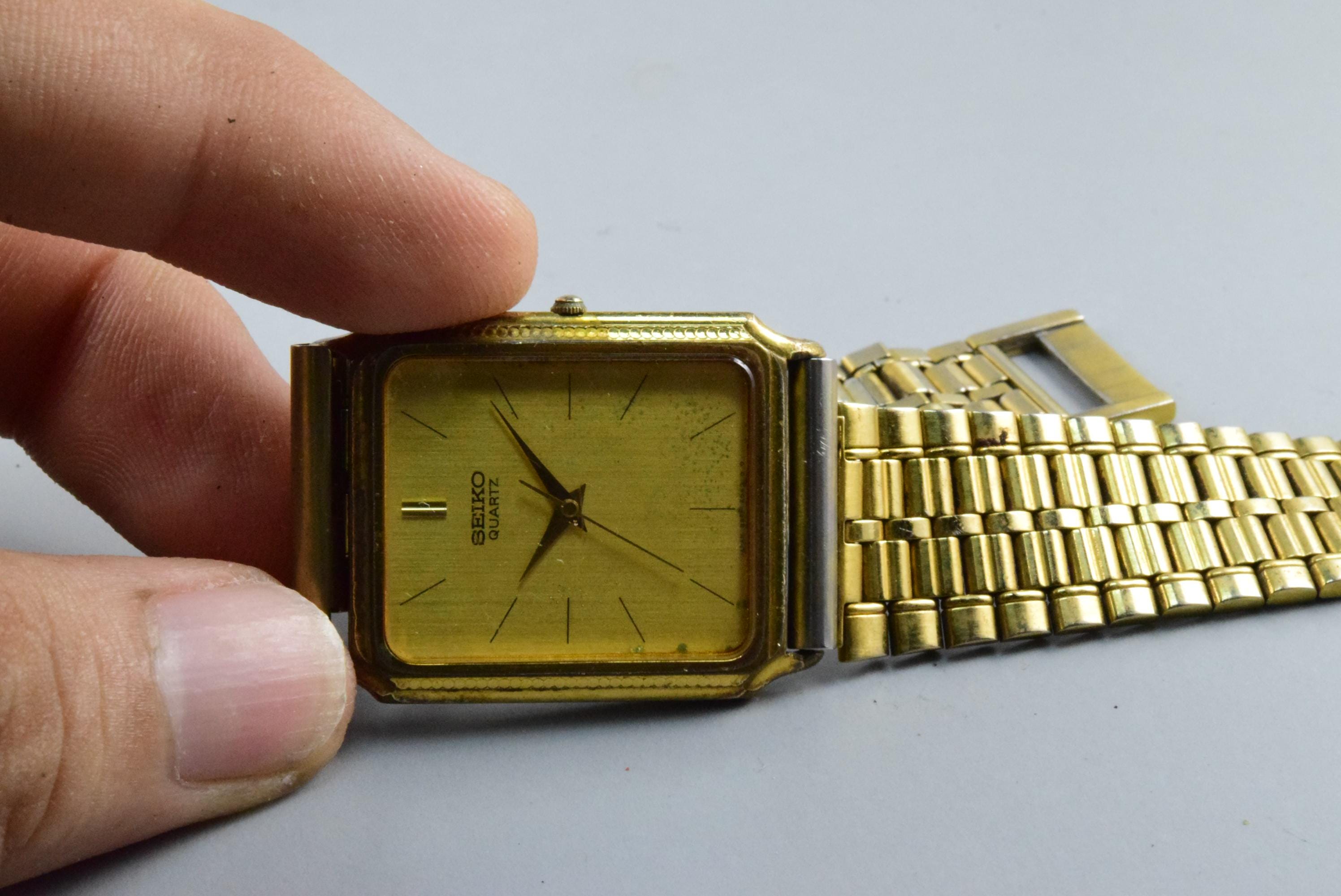 Vintage Seiko Gold Plate 9521 5040 Yellow Dial Men Quartz Watch