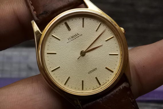 Vintage Citizen Gold Plated 2833 Yellow Dial Men Quartz Watch