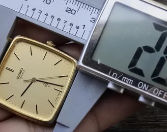 Vintage Seiko Gold Plate 7830 5140 Yellow Dial Men Quartz Watch