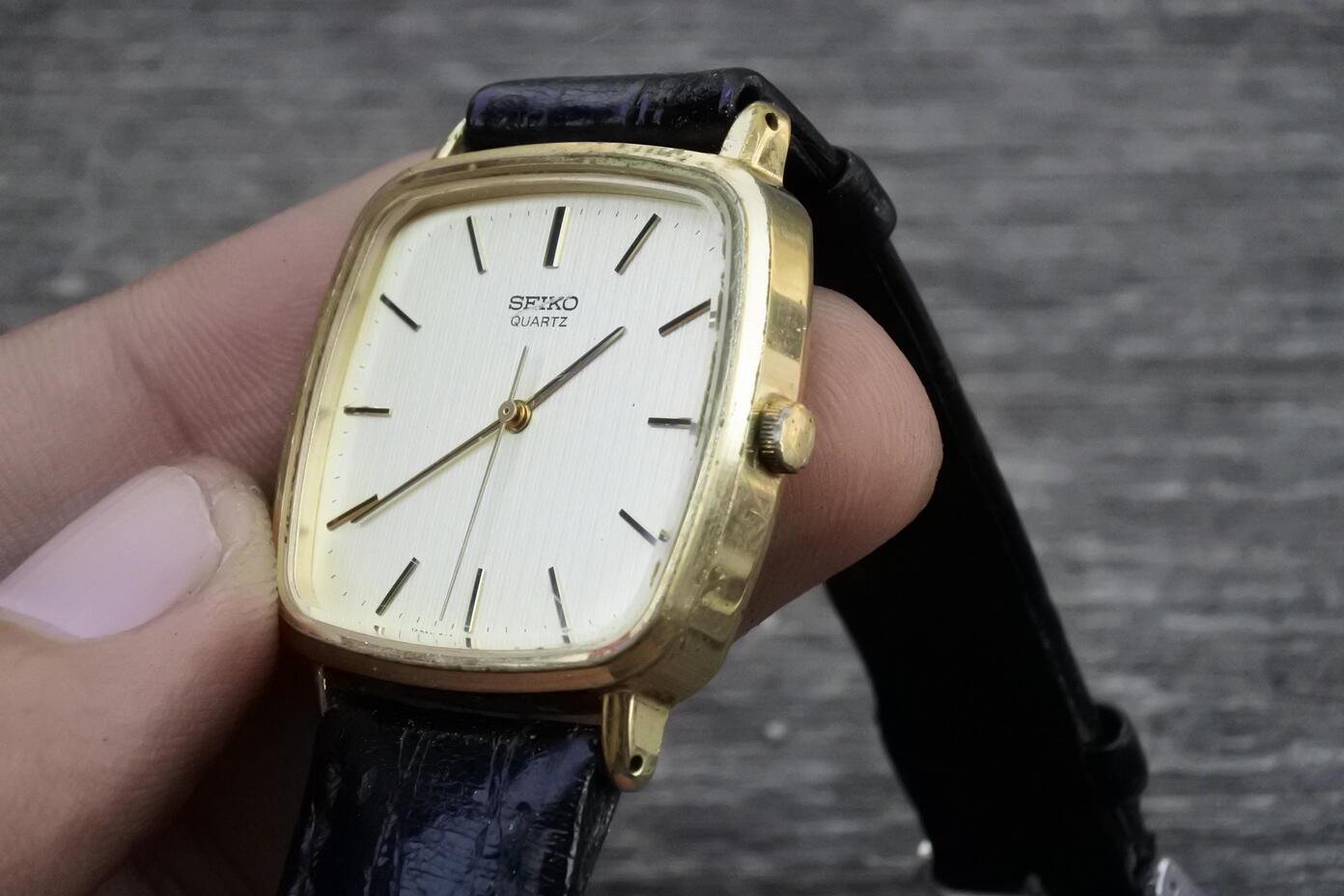 Vintage Seiko Gold Plated 7431 5250 Dress Men Quartz Watch Japan 