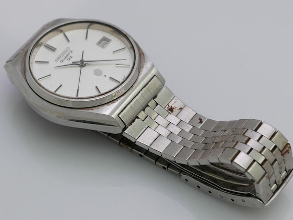 Vintage Seiko QZ 0922 8060 Textured Dial Men Quartz Watch Japan