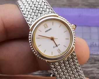 Seiko Exceline 1221-0180 クォーツ ヴィンテージ腕時計 Buy Vintage Seiko Exceline 1221 0180 Integrated Bracelet Lady