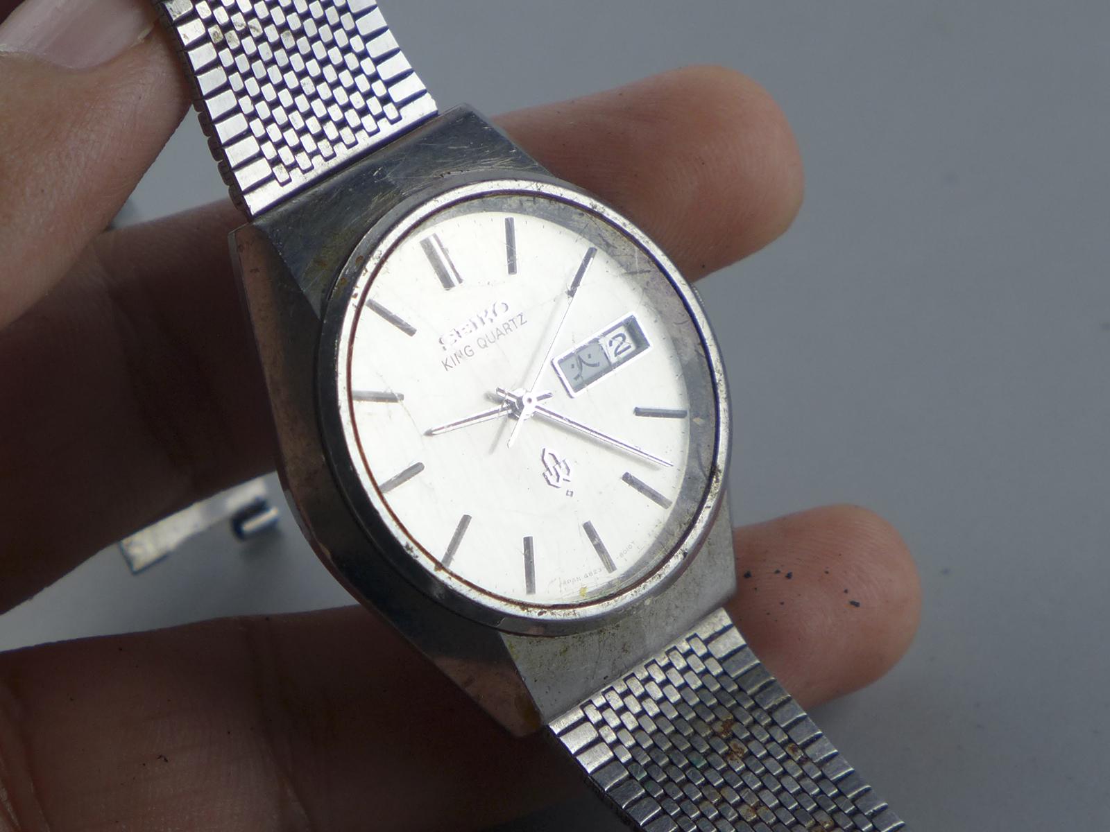 Vintage Seiko KING QUARTZ 4823 8010 Silver Dial Men Quartz Watch 