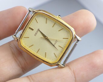 vintage セイコードルチェ 8J41-5000 ゴールド シルバー Vintage Seiko Dolce Gold Plated 30 Microns 8J41 5000 8J41 5000 Men