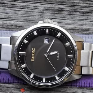 ヴィンテージ セイコー ソーラー V145 0CH0 ブラックダイヤル メンズ