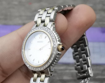 Vintage Seiko Gold Plated 1320 5140 Yellow Dial Lady Quartz Watch