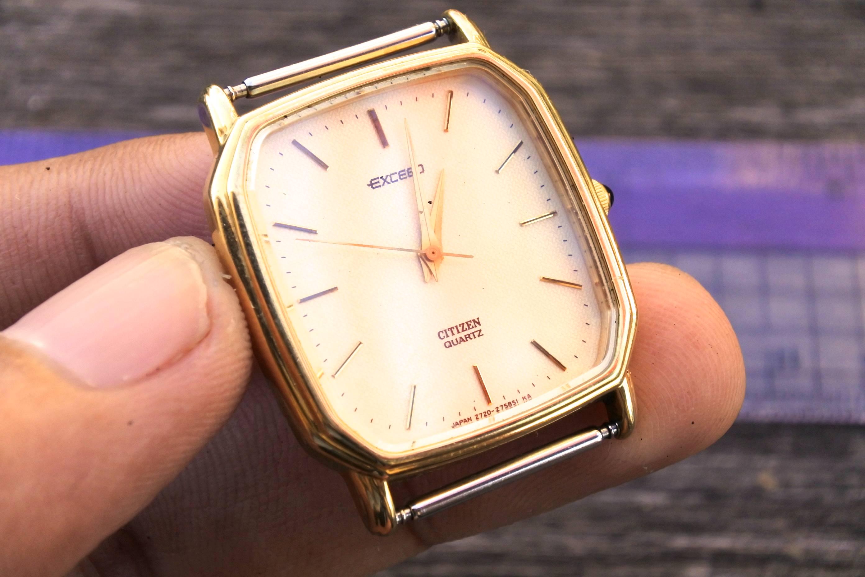 Vintage Citizen Gold Plate 2730 Yellow Dial Men Quartz Watch Japan