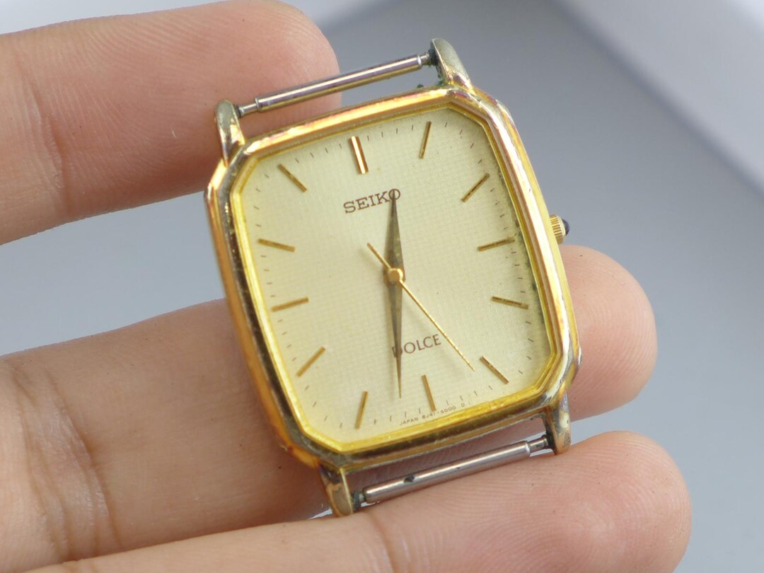 SEIKO DOLCE 8J41-5000ゴールド ブラッ腕時計セイコードルチェ Vintage Seiko Dolce Gold Plated 30 Microns 8J41 5000 8J41 5000 Men